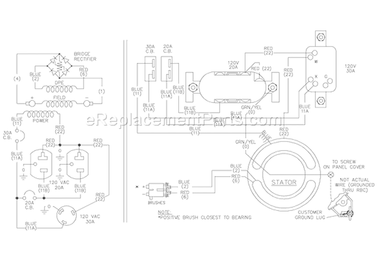 Page E Diagram and Parts List for 1653-1  Briggs and Stratton Generator